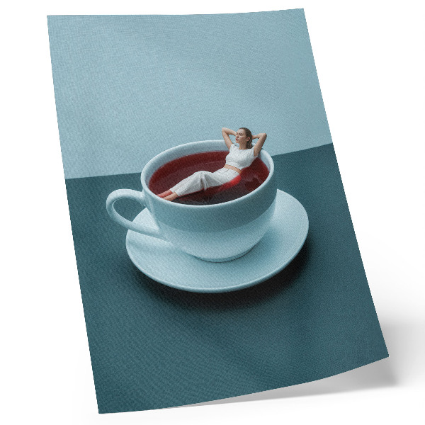 Nowoczesna grafika na płótnie Surrealistyczna filiżanka do relaksacji