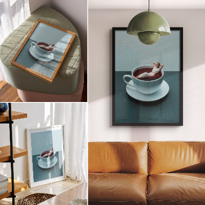 Nowoczesna grafika na płótnie Surrealistyczna filiżanka do relaksacji