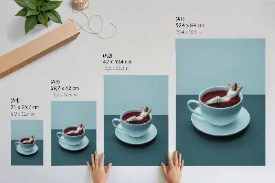 Surrealistyczna filiżanka do relaksacji nowoczesna grafika na płótnie