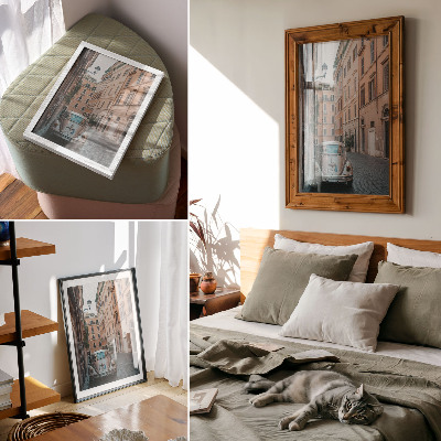 Plakat ścienny Uliczka z samochodem klasyczna architektura