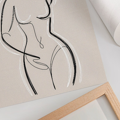 Nowoczesna grafika na płótnie Minimalistyczna sylwetka kobiety na beżowym tle