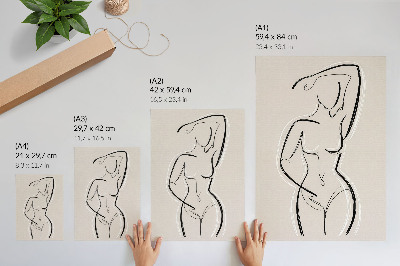 Nowoczesna grafika na płótnie Minimalistyczna sylwetka kobiety na beżowym tle