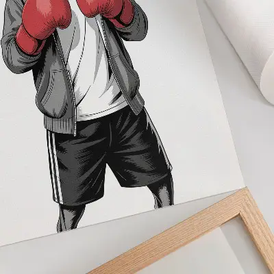 Nowoczesna grafika na płótnie pies bokser w rękawicach bokserskich w stylu sportowym