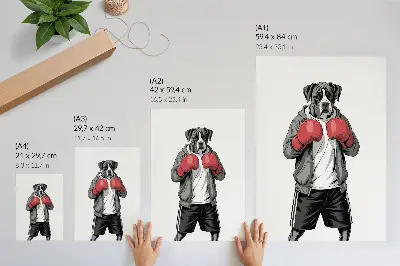 Nowoczesna grafika na płótnie pies bokser w rękawicach bokserskich w stylu sportowym