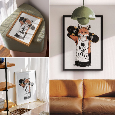 Plakat ścienny Lis z deskorolką