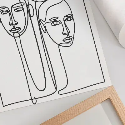 Plakat ścienny twarze w stylu minimalistycznego line artu