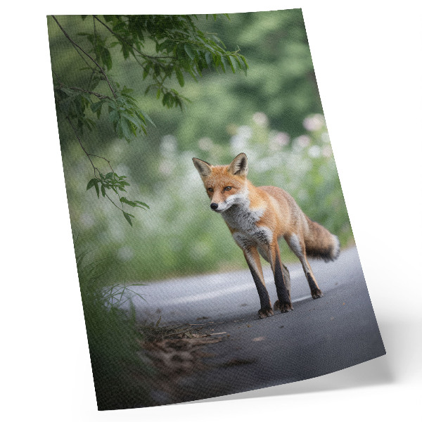 Plakat z teksturą płótna Lis w naturze