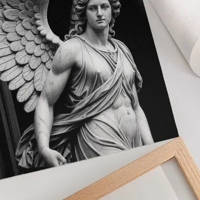 Plakat z teksturą płótna marmurowa rzeźba anioła z pełnymi detalami