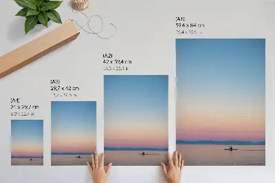 Plakat ścienny kajak na spokojnym morzu w pastelowych kolorach