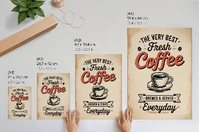 Plakat ścienny z motywem filiżanki w stylu retro wprowadzający kawiarnianą atmosferę