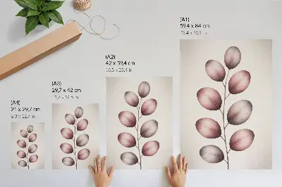 Plakat na płótnie gałąź z różowymi liśćmi w minimalistycznym i lekkim stylu