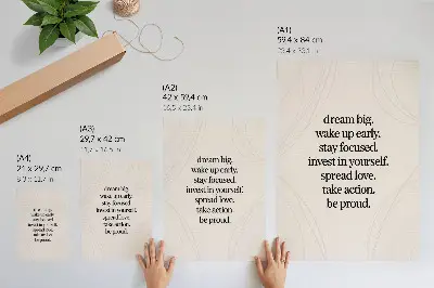Nowoczesna grafika na płótnie z motywacyjnym przesłaniem na jasnym tle i eleganckimi liniami