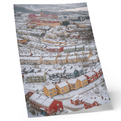 Plakat ścienny Kolorowe domy zimowy krajobraz architektura
