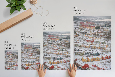 Plakat ścienny Kolorowe domy zimowy krajobraz architektura