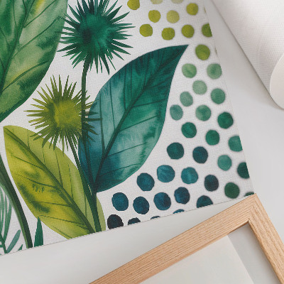 Nowoczesna grafika na płótnie Zielone liście kropki natura świeżość boho