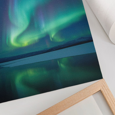 Plakat ścienny Zorza polarna w tle pięknej przyrody nocnej