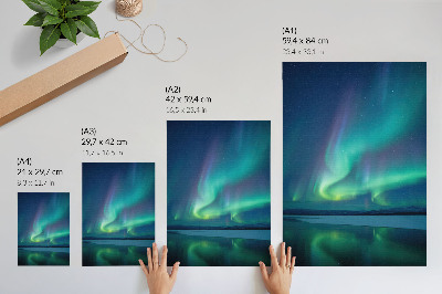 Plakat ścienny Zorza polarna w tle pięknej przyrody nocnej
