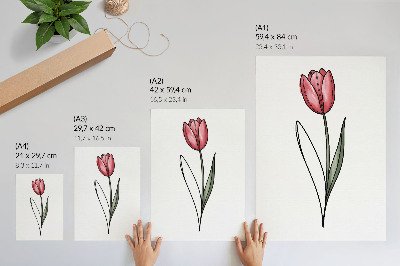 Nowoczesna grafika na płótnie Różowy tulipan prosty kontur lekkość