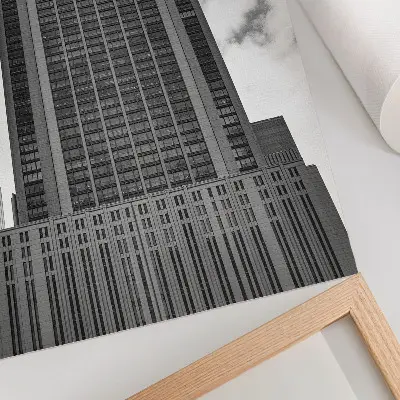 Plakat z teksturą płótna Minimalistyczny wieżowiec w stylu harmonii i surowości