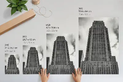 Plakat z teksturą płótna Minimalistyczny wieżowiec w stylu harmonii i surowości