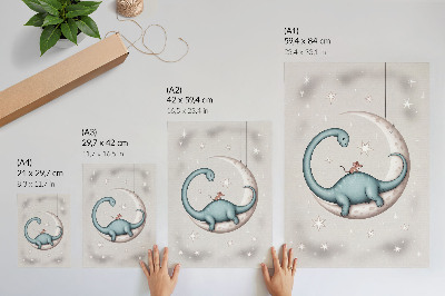 Nowoczesna grafika na płótnie Dinozaur na księżycu