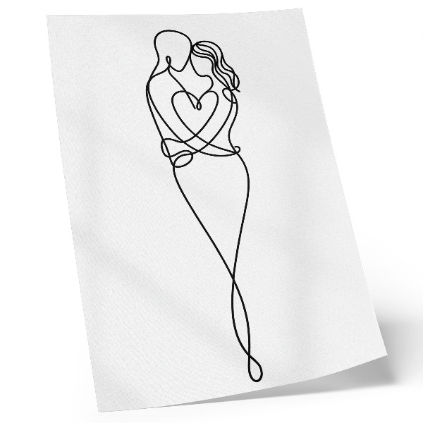 Plakat ścienny Minimalistyczny wzór pary z linią serca