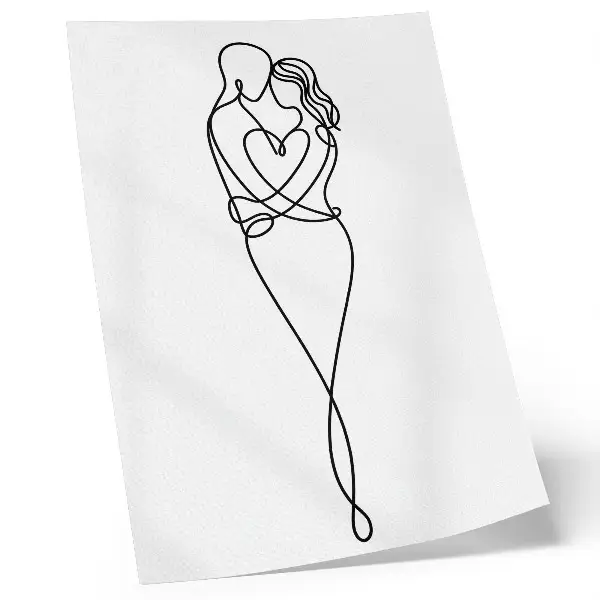 Plakat ścienny minimalistyczny wzór z parą i linią serca