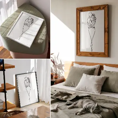 Plakat ścienny minimalistyczny wzór z parą i linią serca