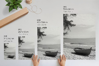 Nowoczesna grafika na płótnie Plaża i łódź