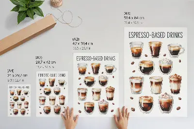 Eleganckie filiżanki z aromatycznym espresso nowoczesna grafika na płótnie