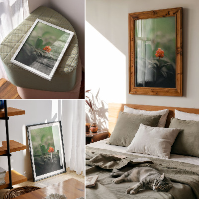 Plakat ścienny Pomarańczowe jagody w zielonym tle