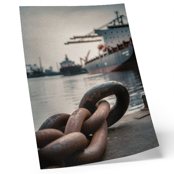 Nowoczesna grafika na płótnie Urok portu statki łańcuch industrialny klimat