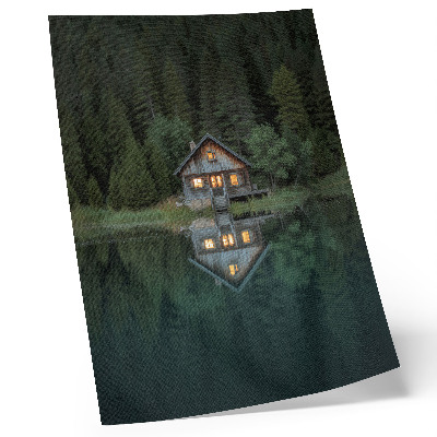 Plakat na płótnie Chata w górach odbicie natura widok