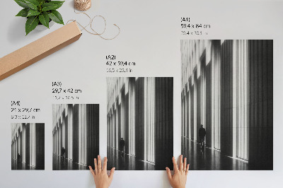 Plakat z teksturą płótna Czarno-białe geometryczne wzory przestrzeń światło