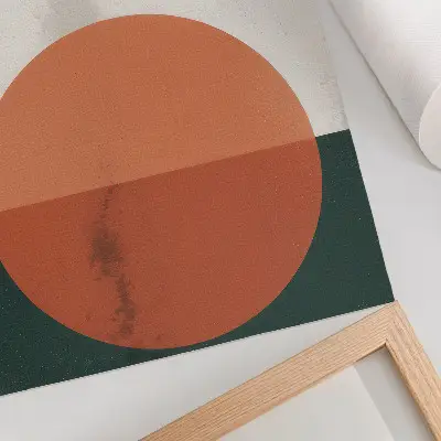 Plakat z teksturą płótna ptaki w locie w minimalistycznym pomarańczowym okręgu
