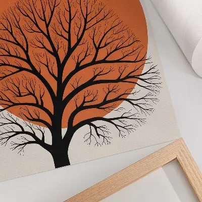 Plakat na płótnie minimalistyczne drzewo o silnym kontraście i harmonijnej kompozycji