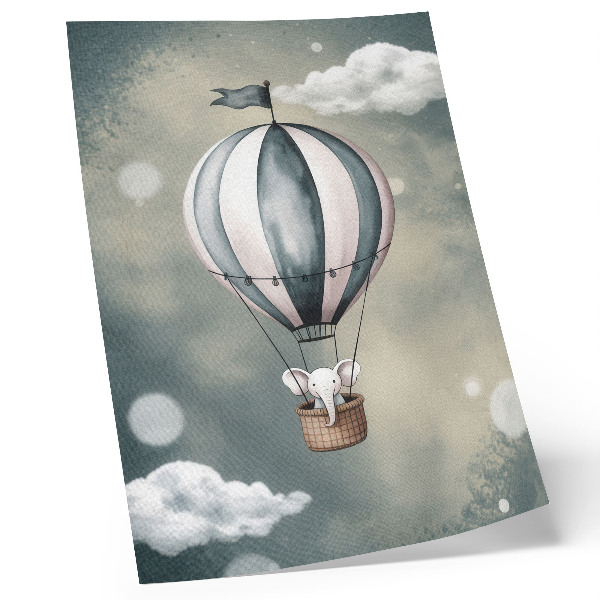 Plakat z teksturą płótna Balon z chmurkami delikatne odcienie szarości