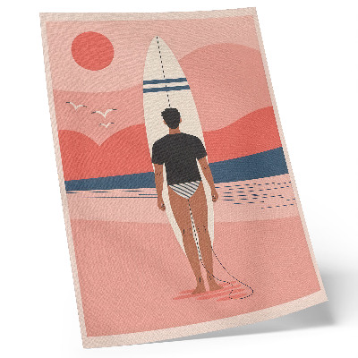 Plakat na płótnie Surfer deska plaża morze spokój odprężenie