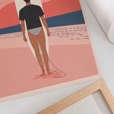 Plakat na płótnie Surfer deska plaża morze spokój odprężenie