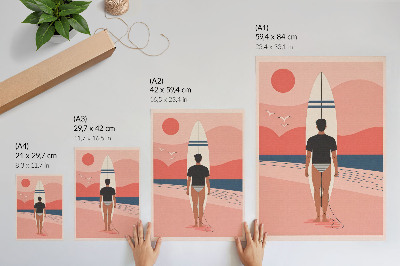 Plakat na płótnie Surfer deska plaża morze spokój odprężenie