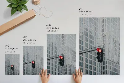Plakat ścienny wysokie szklane wieżowce w odcieniach intensywnej czerwieni