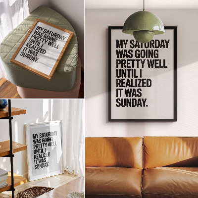 Plakat z teksturą płótna Typografia duży kontrast humorystyczne przesłanie