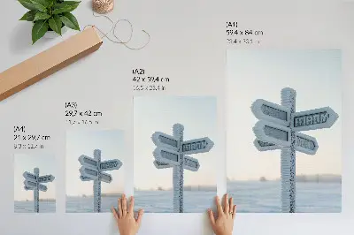 Plakat ścienny zaśnieżony znak kierunkowy w stylu minimalistycznym