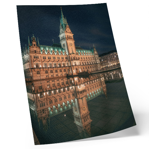 Nowoczesna grafika na płótnie Klasyczna architektura odbicie wieczorne światła