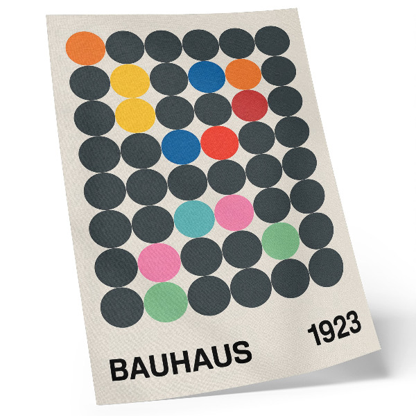 Nowoczesna grafika na płótnie Geometryczne czarne koła żywe kolory Bauhaus inspiracje