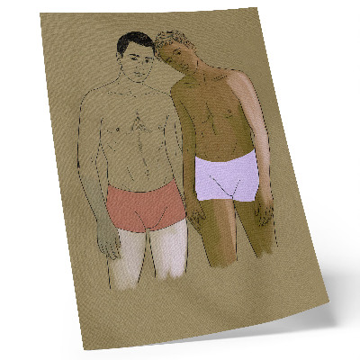 Plakat ścienny Ilustracja mężczyzn w bieliźnie w ciepłych kolorach