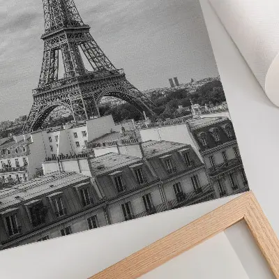 Nowoczesna grafika na płótnie elegancka wieża eiffla w szarej tonacji z nowoczesną perspektywą