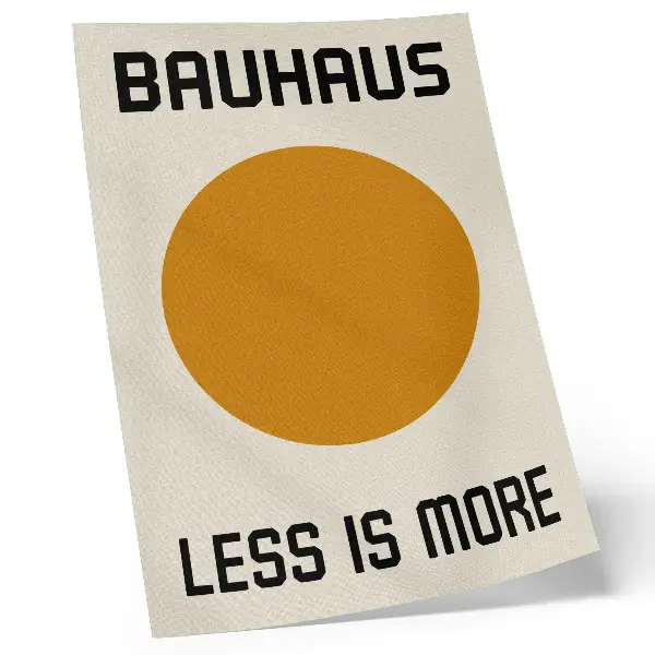 Plakat z teksturą płótna minimalistyczny wzór z kołem w stylu Bauhaus na kremowym tle