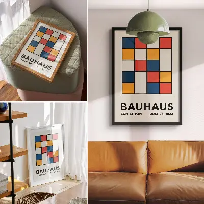 Plakat na płótnie z geometrycznymi kształtami w minimalistycznym stylu