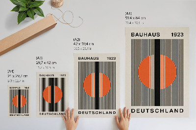 Plakat z teksturą płótna Geometryczny motyw z czarno-pomarańczowym kontrastem